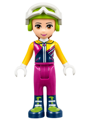 Olivia, Magenta Trousers, Ski Jacket, Helmet, Goggles